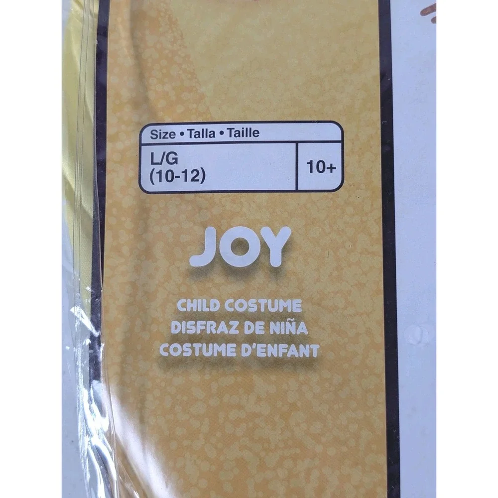 Disney Inside Out 2 Joy Child Girls Halloween Costume Dress + Wig Disguise Large